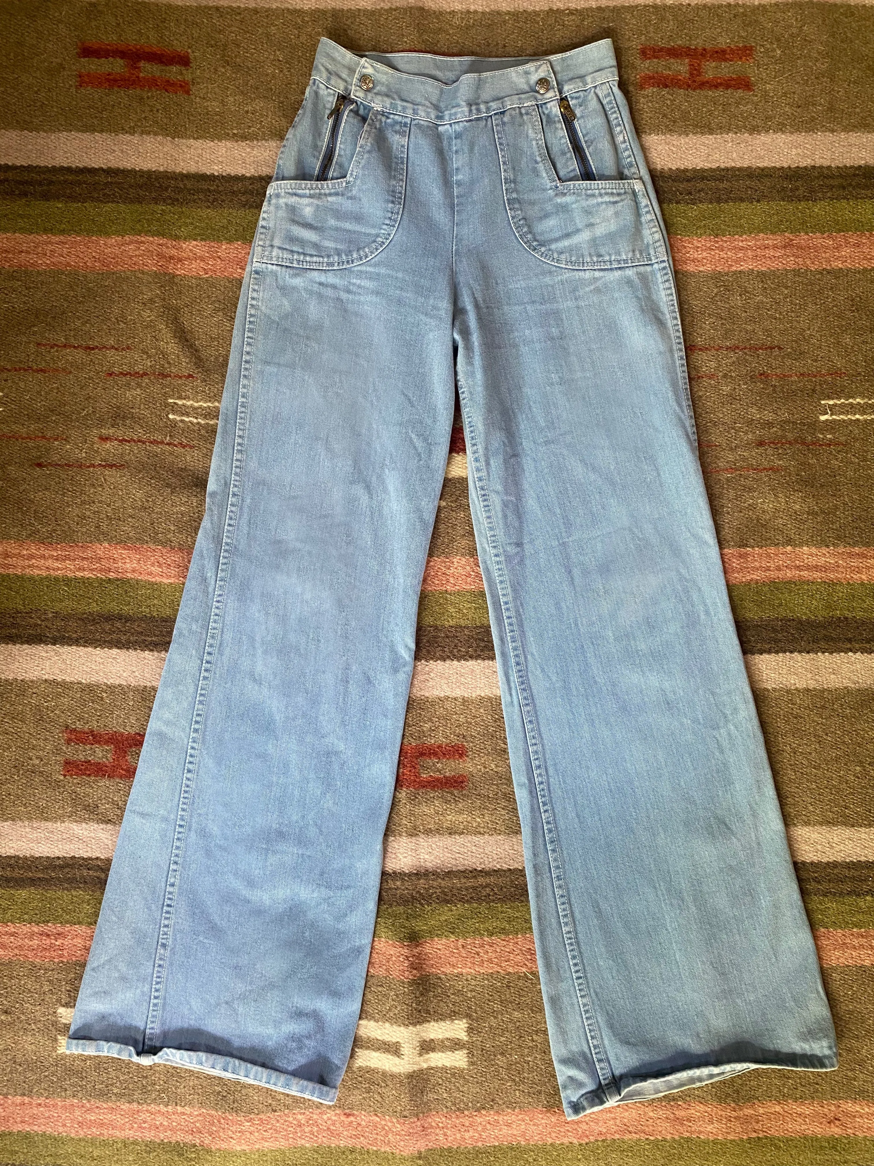 1970s Fancy That Double Zipper Wide Leg Jeans