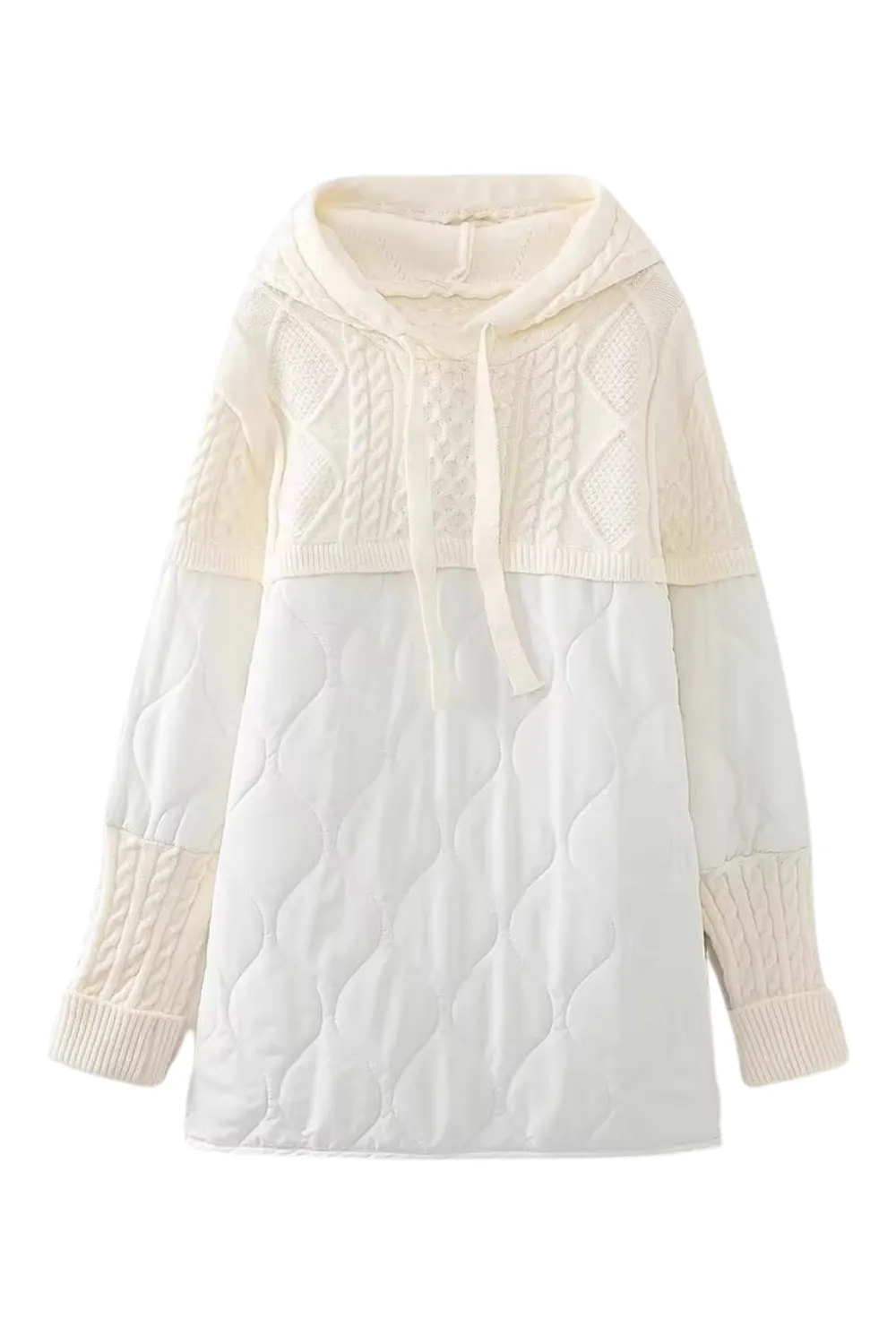 'Alesia' Quilted-Knit Hooded Pullover (3 Colors)