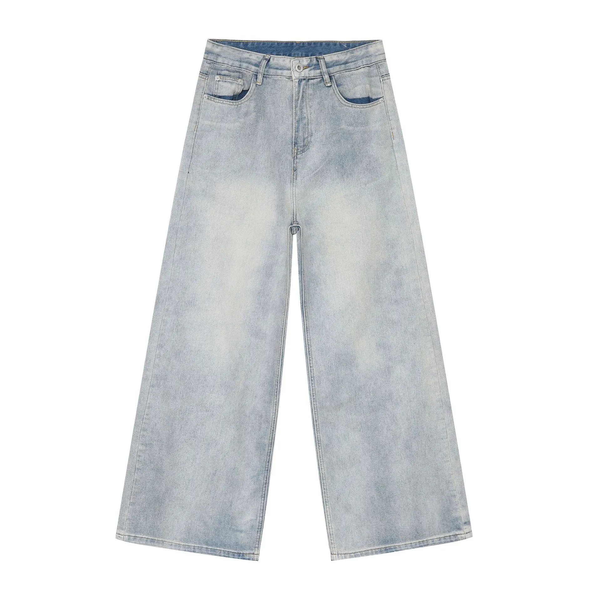 American Retro Washed Straight Jeans Men