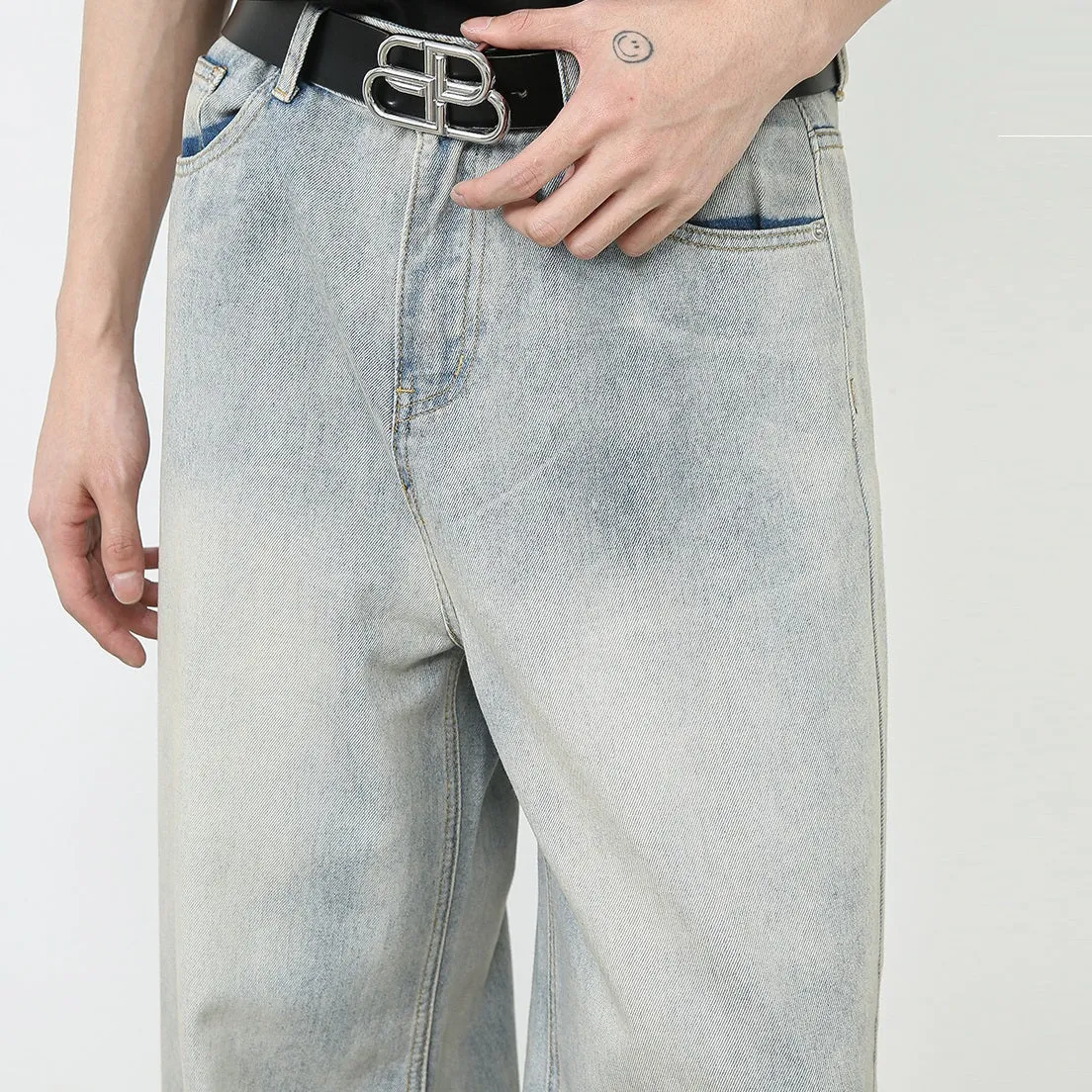 American Retro Washed Straight Jeans Men