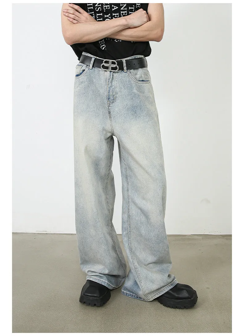 American Retro Washed Straight Jeans Men