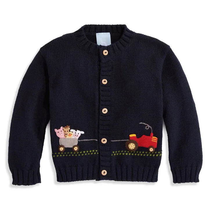 Applique Animal Tractor Cardigan