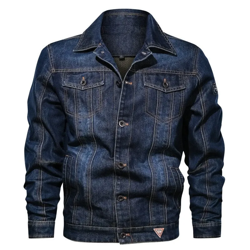 Bonsir Denim Jacket Men Multi-pocket Cargo Outerwear Washed Plus Size  Jeans Jackets Fashion Casual Top  Denim Jacket Male