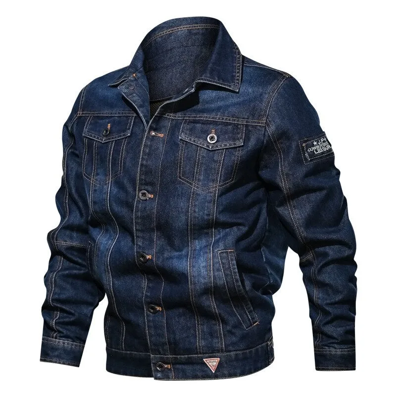 Bonsir Denim Jacket Men Multi-pocket Cargo Outerwear Washed Plus Size  Jeans Jackets Fashion Casual Top  Denim Jacket Male