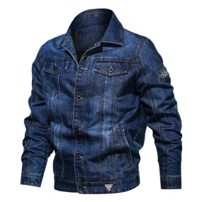 Bonsir Denim Jacket Men Multi-pocket Cargo Outerwear Washed Plus Size  Jeans Jackets Fashion Casual Top  Denim Jacket Male