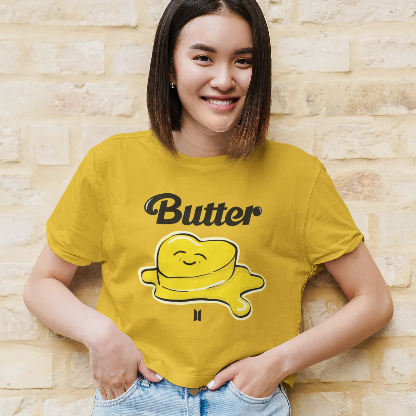 Butter : BTS-HALF-SLEEVE CROP TOPS