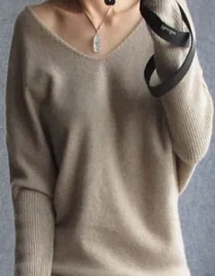 Cashmere sweaters sexy v-neck pullover loose wool