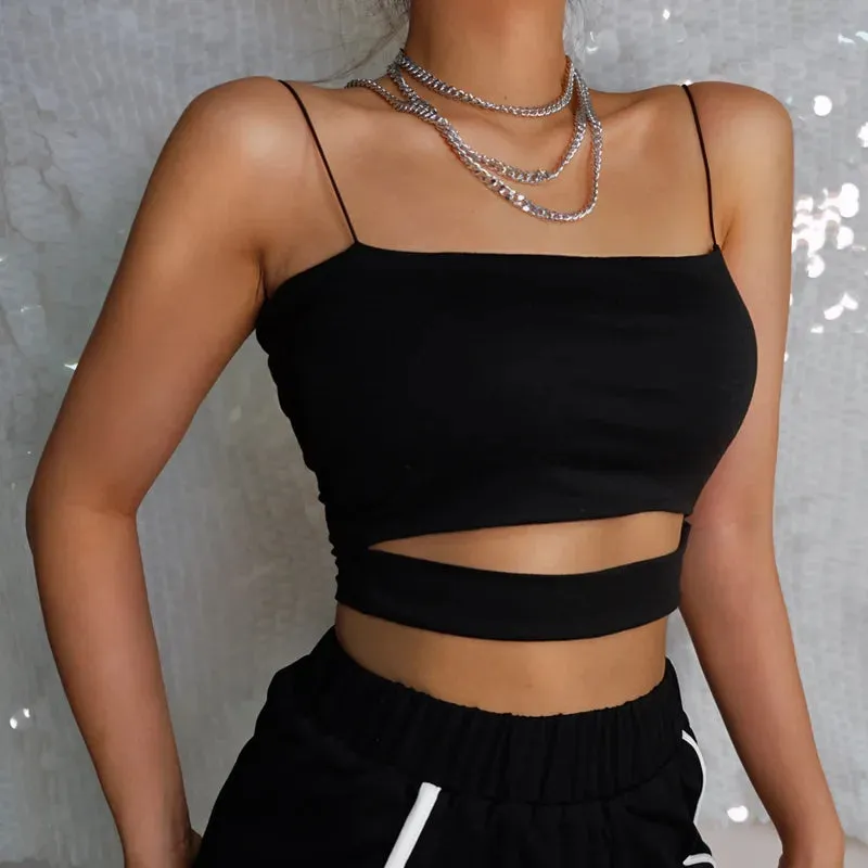 Casual Sleeveless Cut-Out Short Crop Top