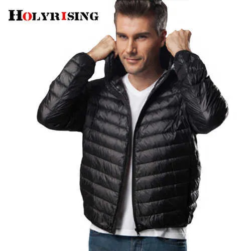 Coat Winter Men Light Duck Down Jaket Turn Collar Coat For Men Hooded Down Coat Zipper Mens Clothing S-6XL 18446-5