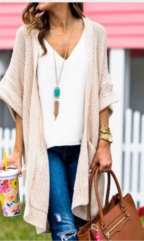 Cuff Sleeve Knit Cardi