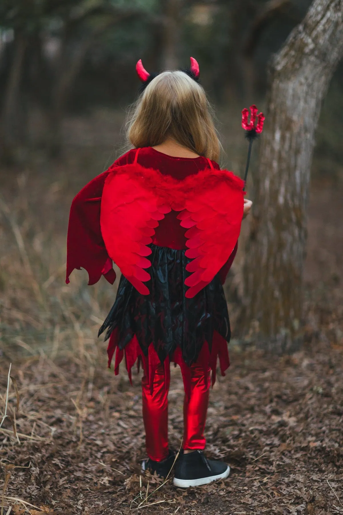 Devil Red Metallic Distressed Leggings