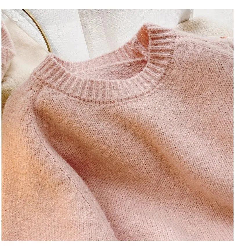 embroidered round neck sweater for women sweet style sweater      S4832