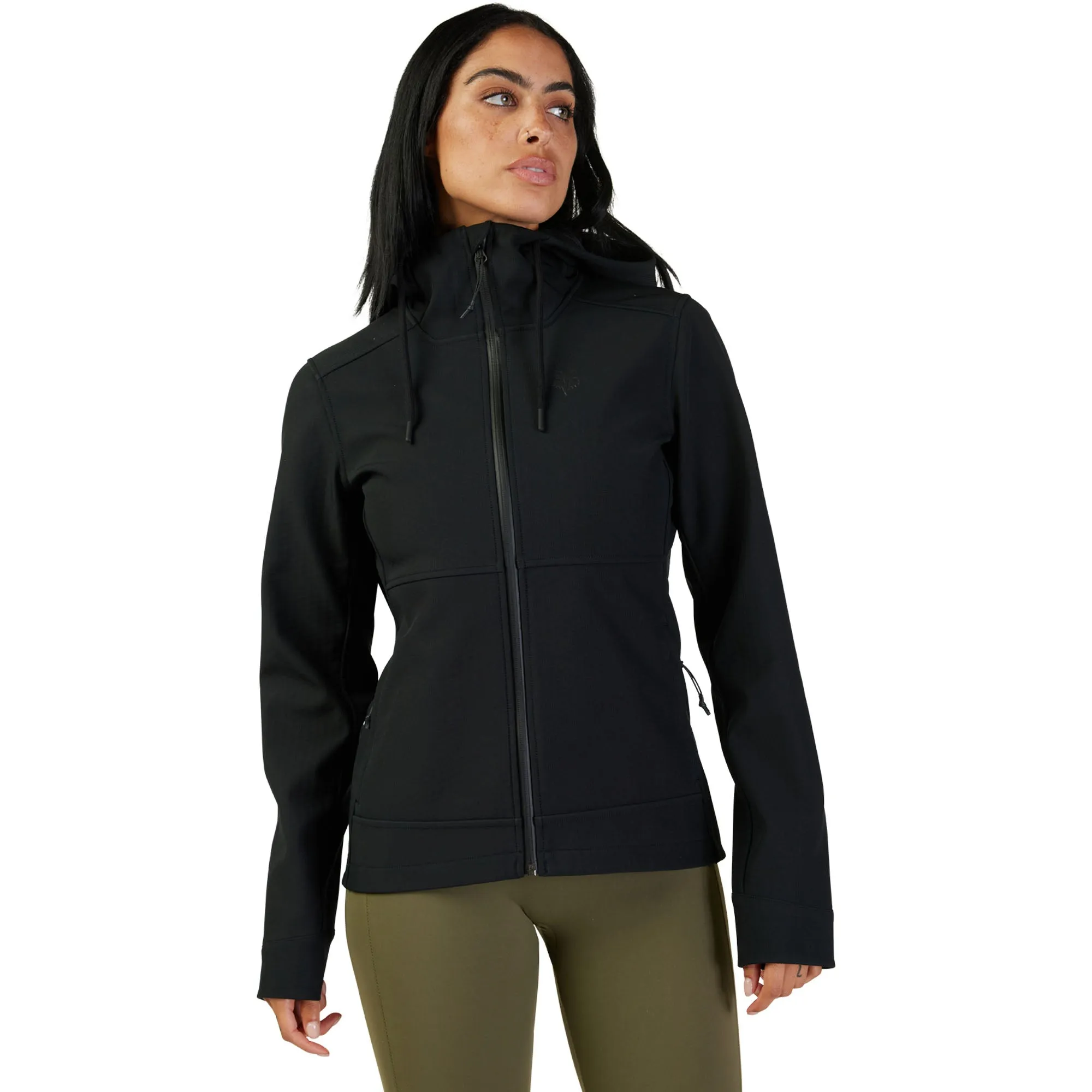 Fox Racing  Womens Pit Softshell Jacket DWR 3 Layer Fabric Midweight Black