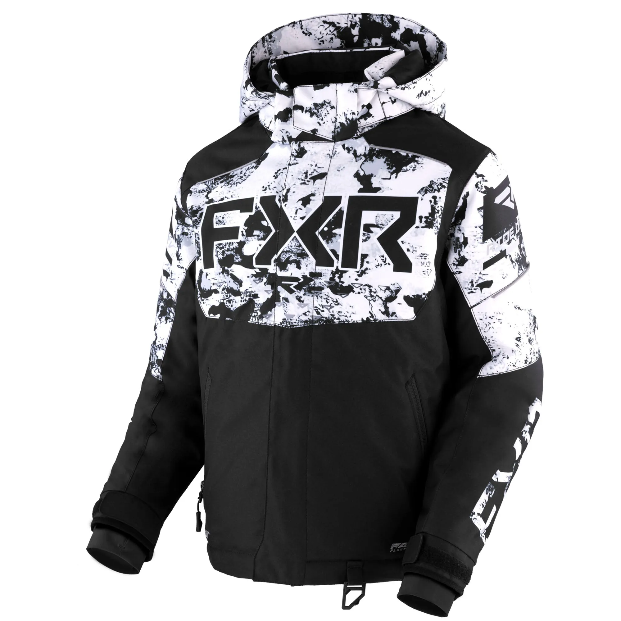 FXR Child Helium Snowmobile Jacket Black/White Camo