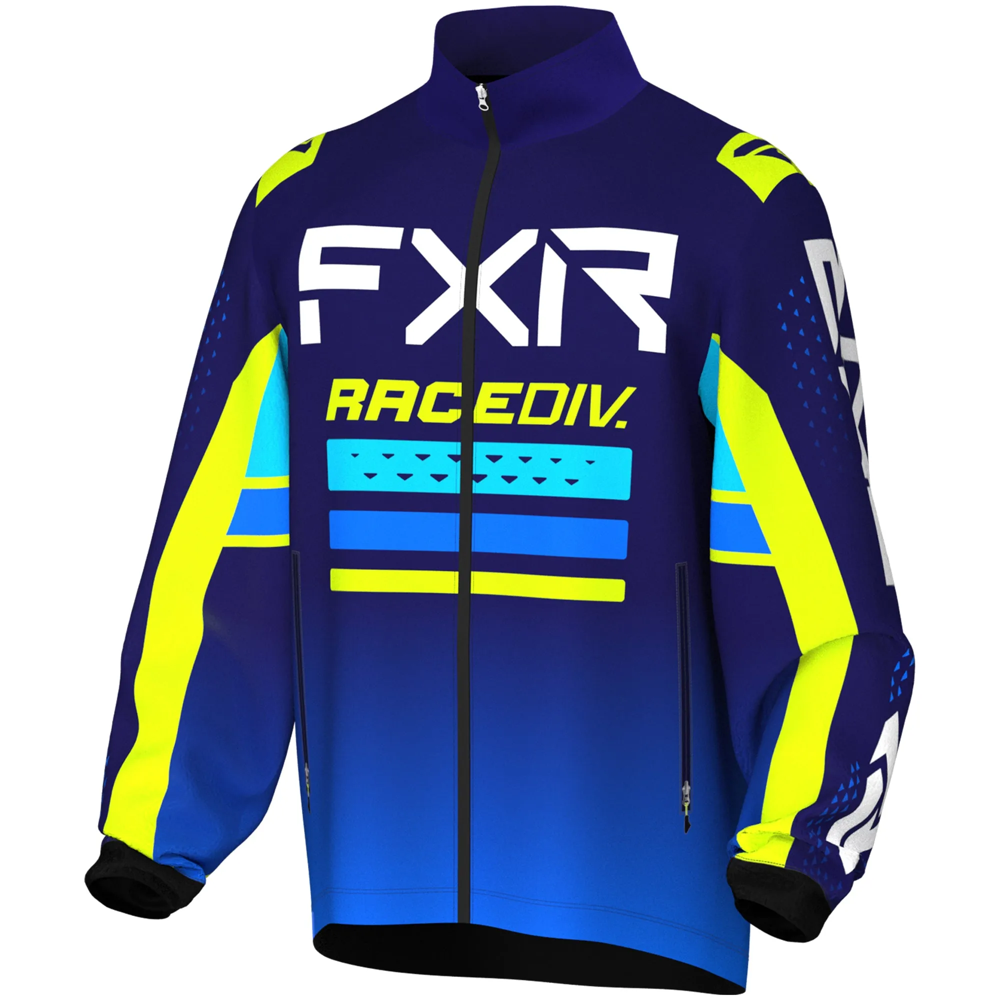 FXR  Mens RR Lite Snowmobile Jacket Lightweight Water Resistant Navy Blue Hi-Vis