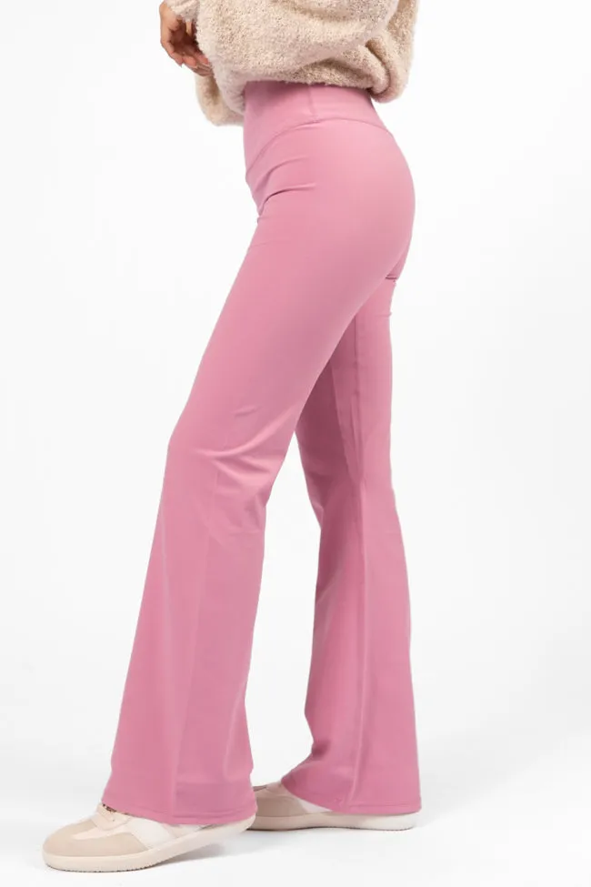 Get Moving Pink Flare Knit Leggings