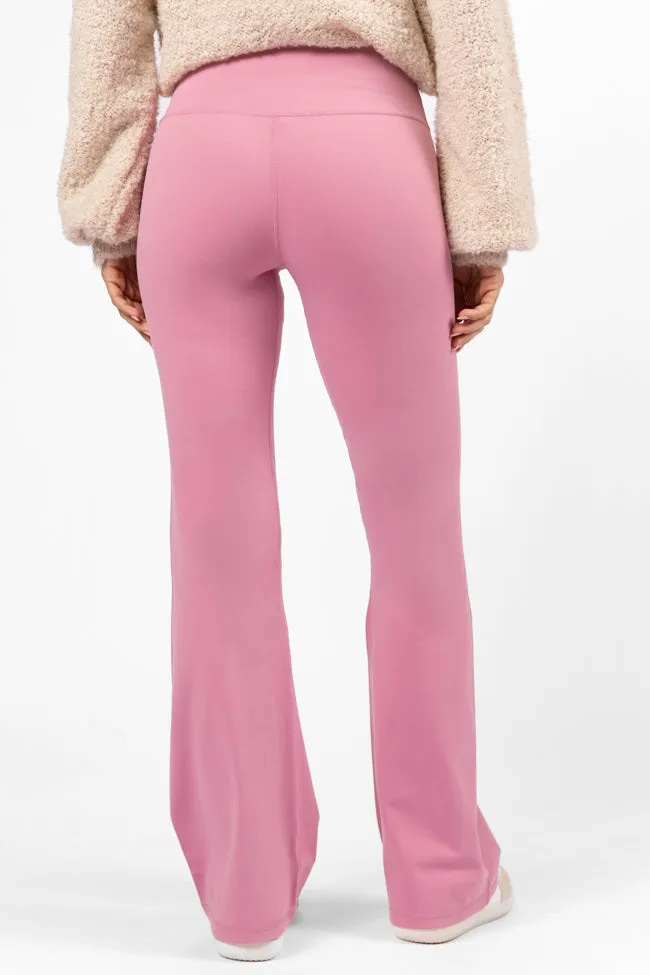 Get Moving Pink Flare Knit Leggings