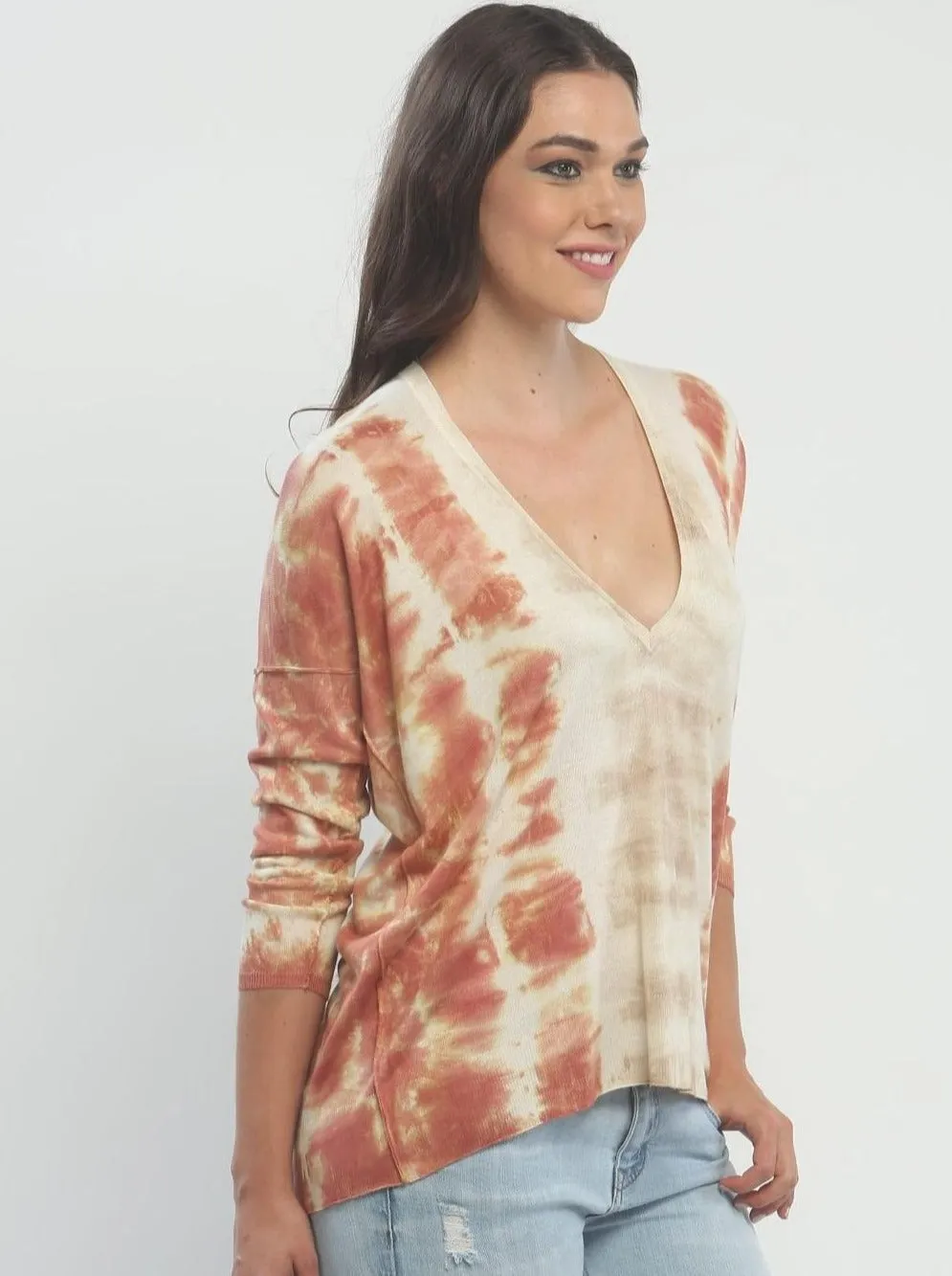 Hand Dye Slouchy V Neck in Silk