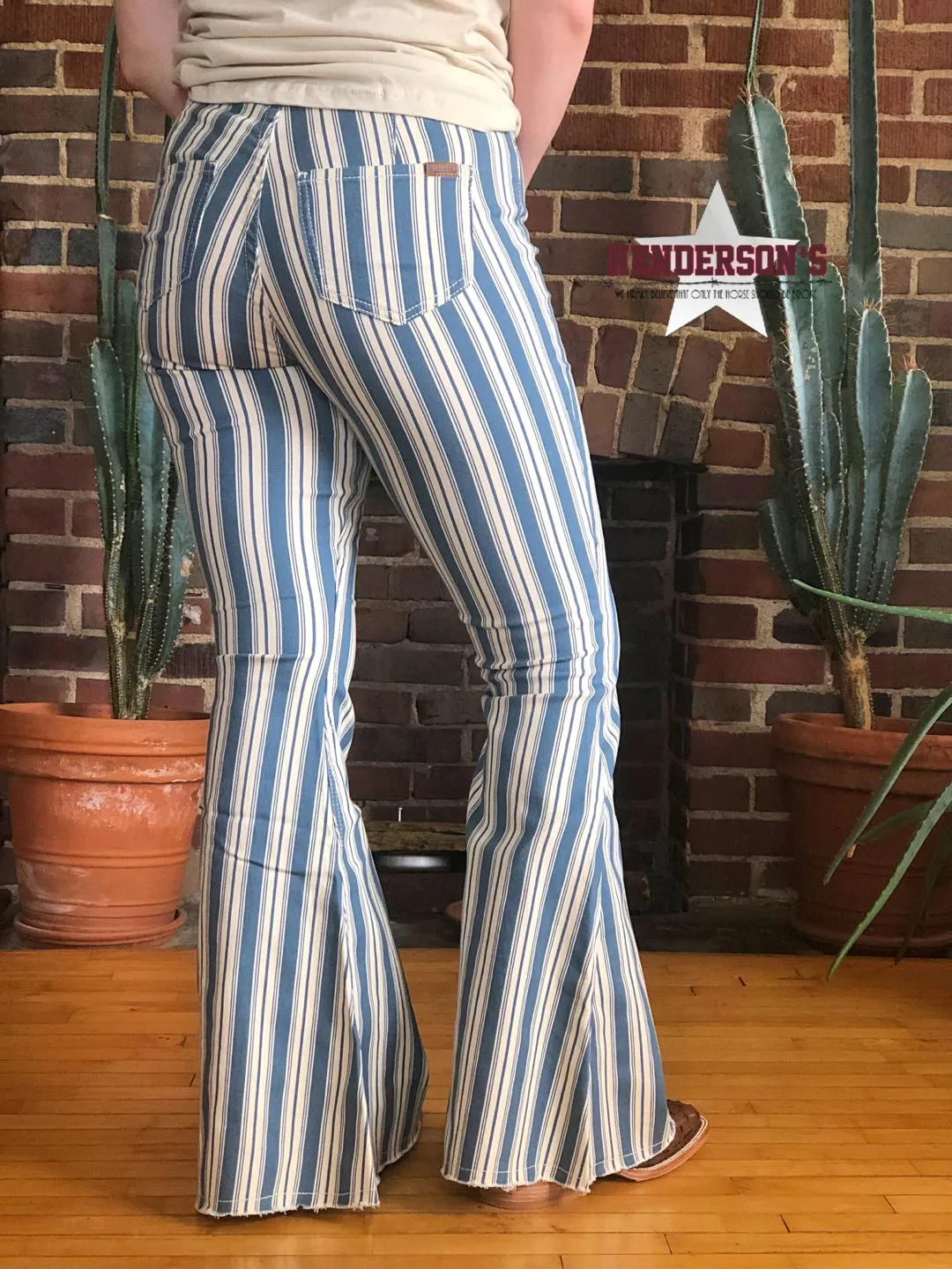 High Rise Striped Bell Bottoms