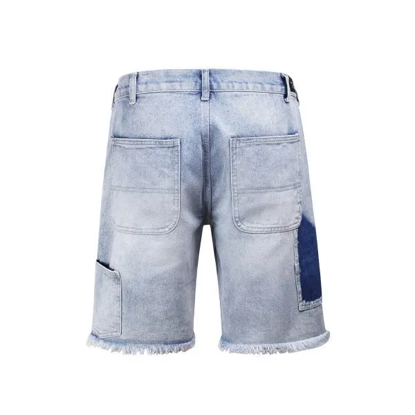 High Street Washed Overalls Daddy Pants Retro Cat Beard Denim Shorts