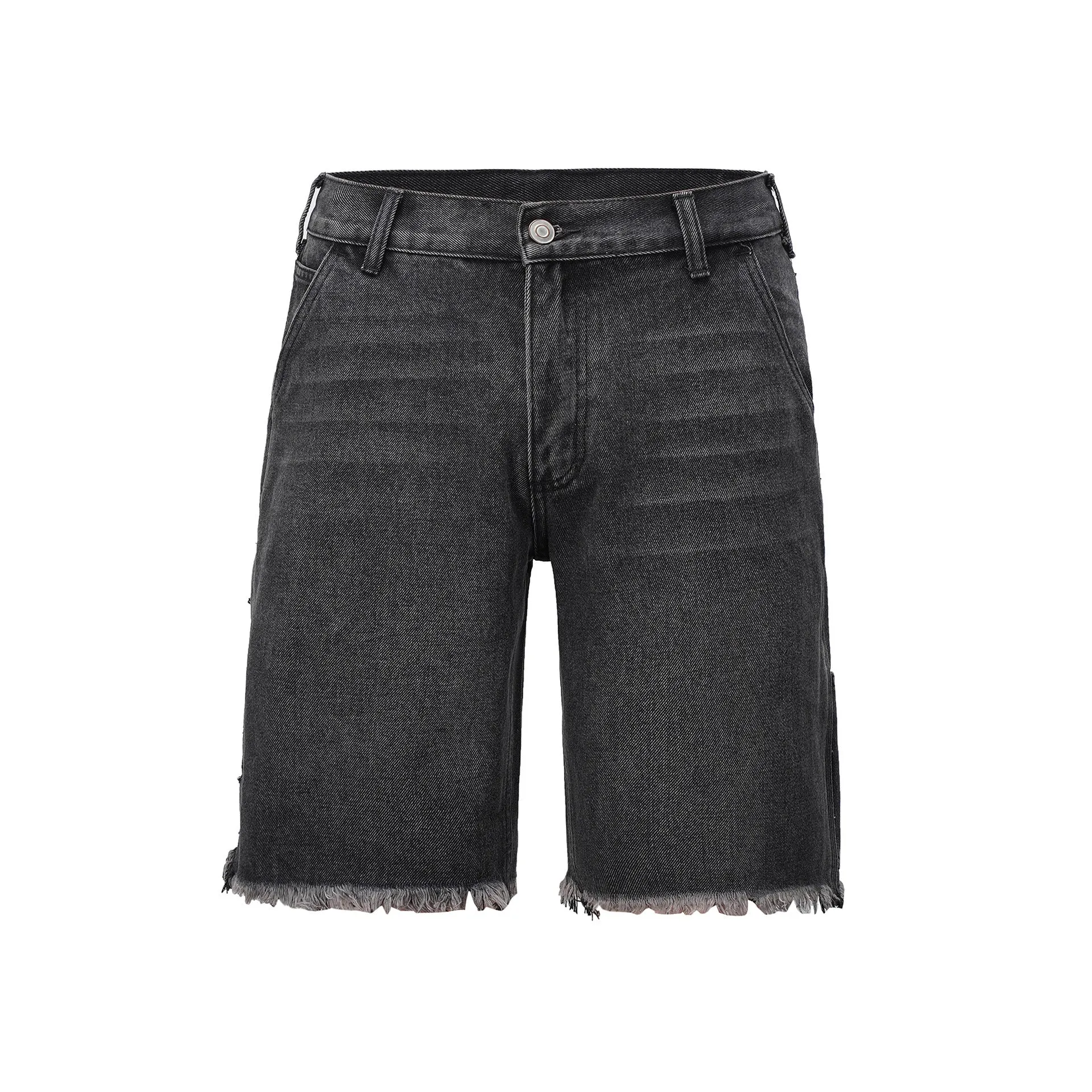 High Street Washed Overalls Daddy Pants Retro Cat Beard Denim Shorts