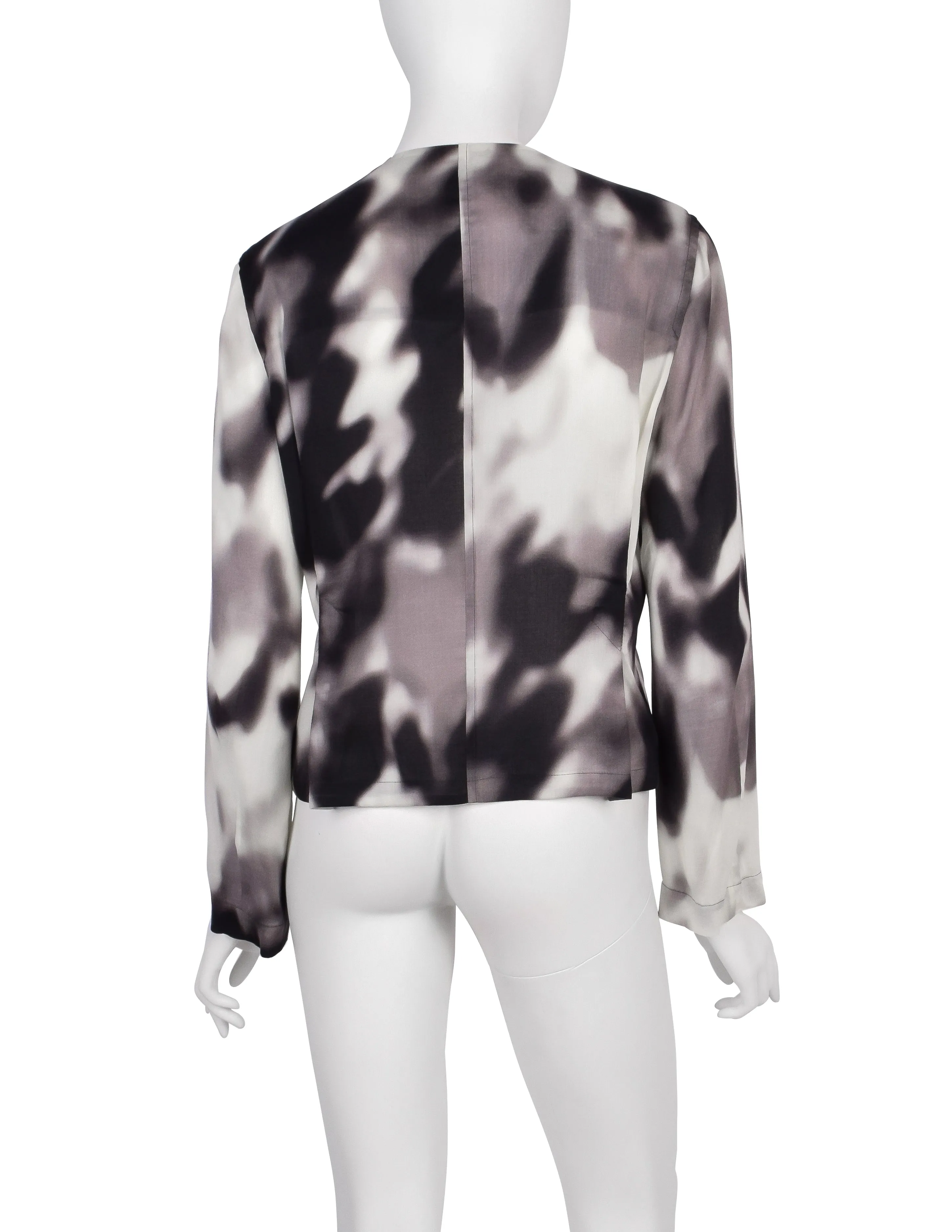 Issey Miyake Vintage Black Grey & White Blurred Abstract Print Jacket