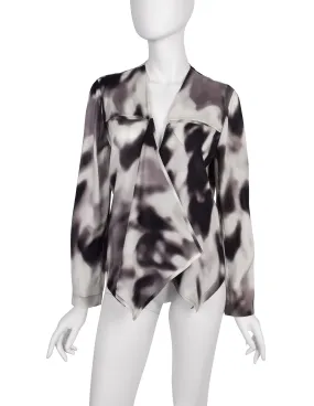 Issey Miyake Vintage Black Grey & White Blurred Abstract Print Jacket