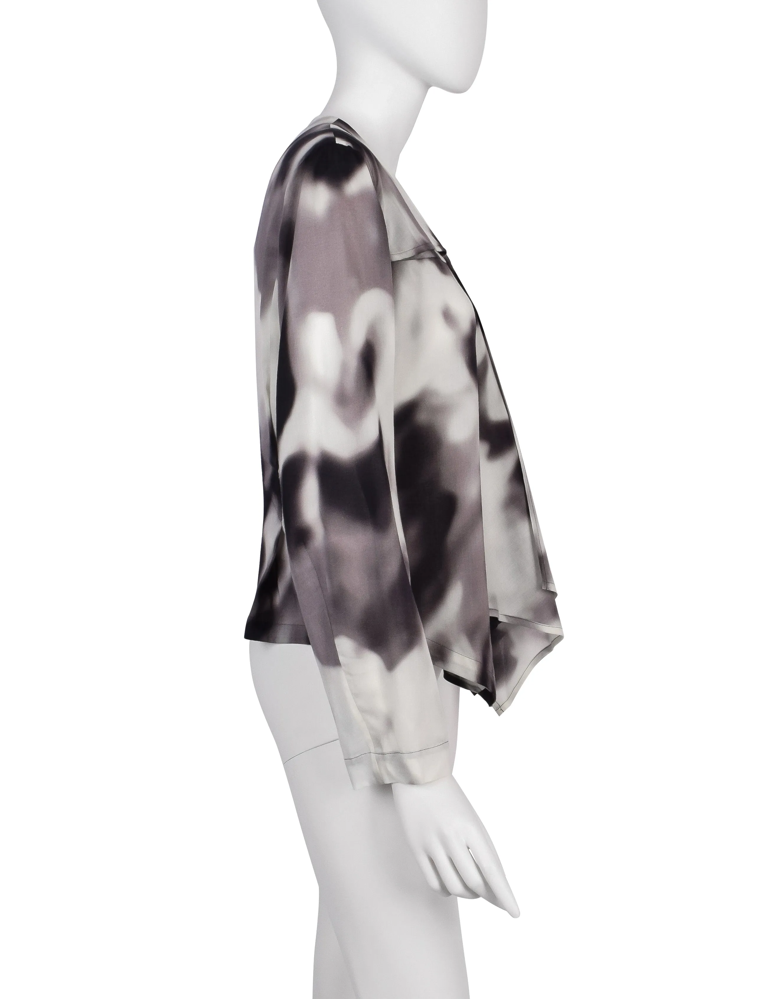 Issey Miyake Vintage Black Grey & White Blurred Abstract Print Jacket