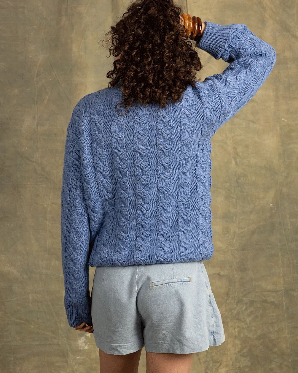 Jean Blue Cable Knit Sweater