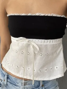 Joskaa Contrast Lace Bandeau Crop Top