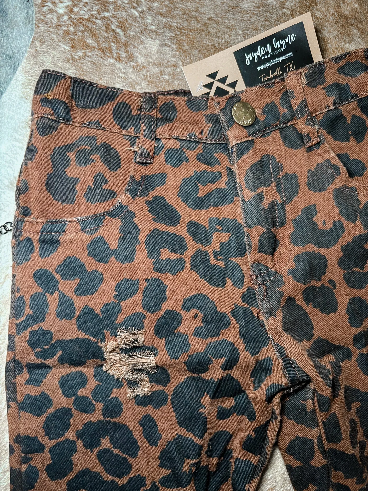 Kid’s leopard double layered flare jeans