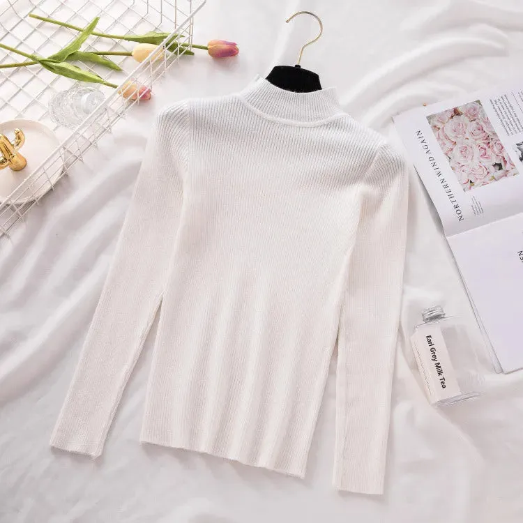 Knitted Casual Turtle Neck Pullover Tops