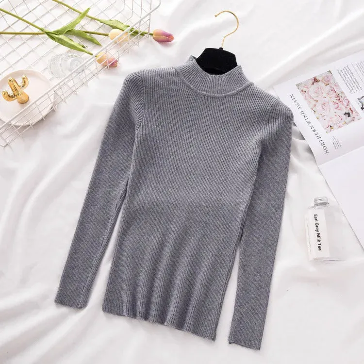 Knitted Casual Turtle Neck Pullover Tops