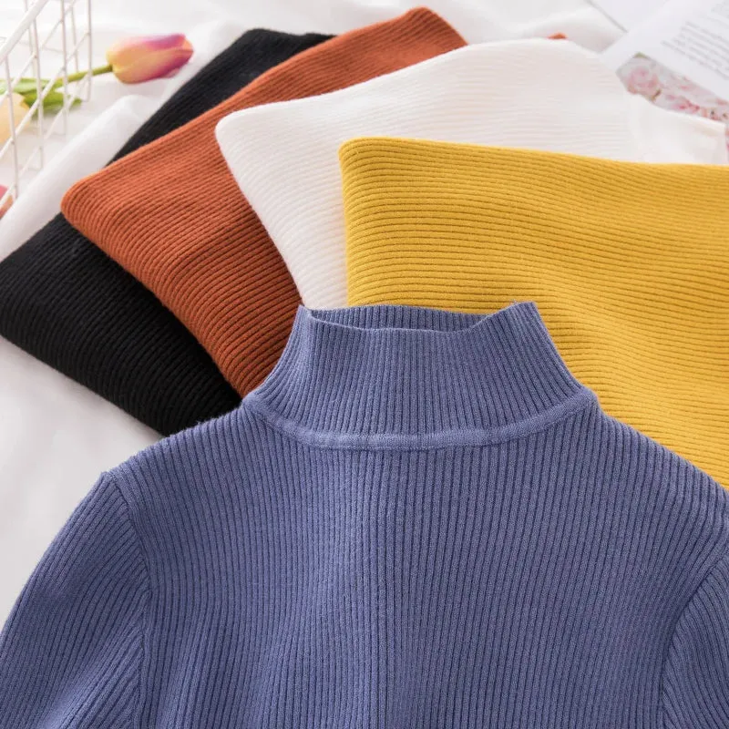 Knitted Casual Turtle Neck Pullover Tops