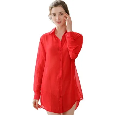 Long Tops Chiffon Blouses