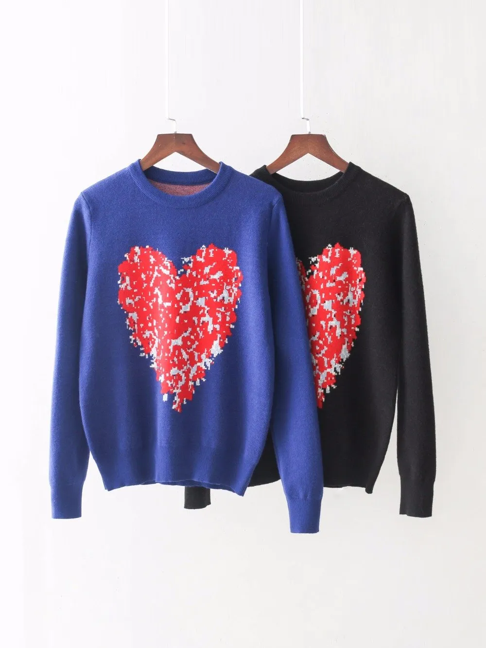 Love Jacquard Butterfly Women Pullovers