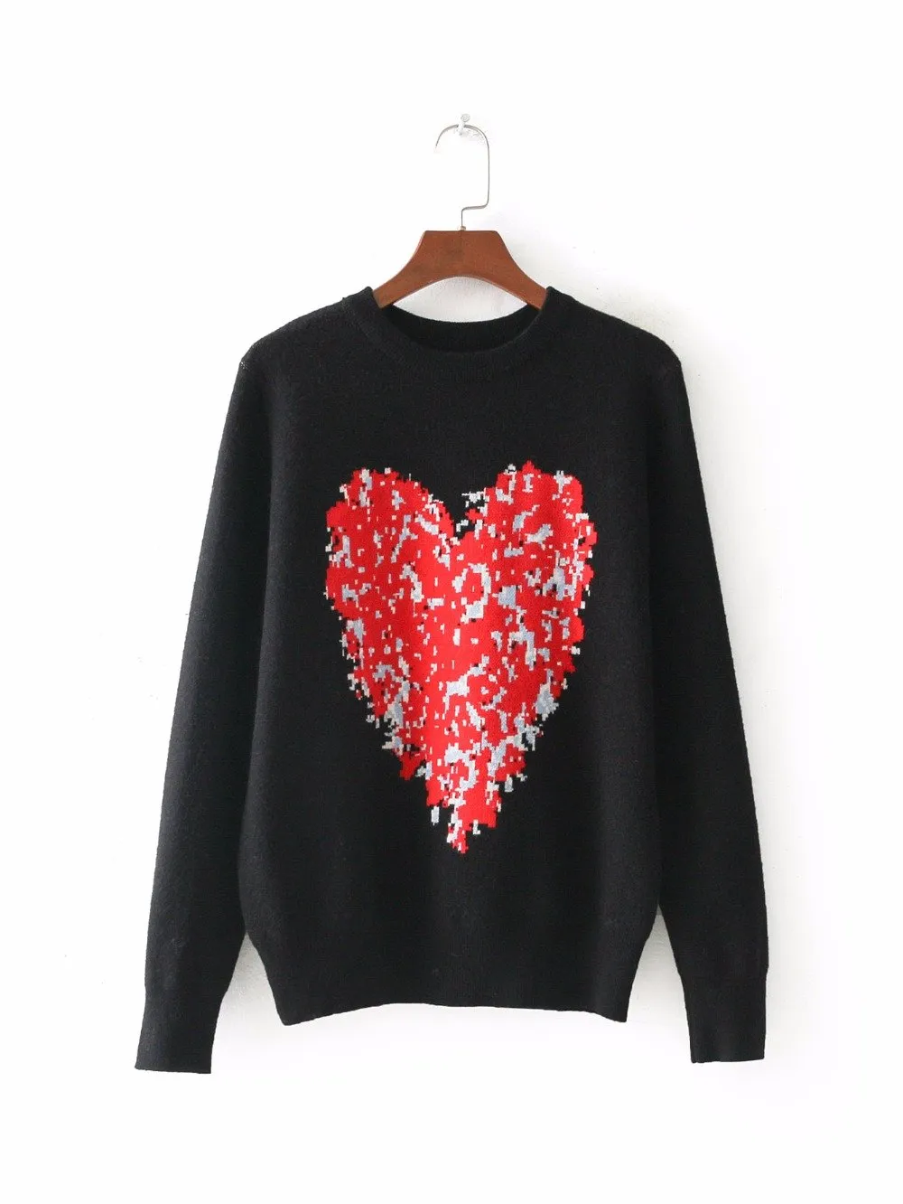 Love Jacquard Butterfly Women Pullovers