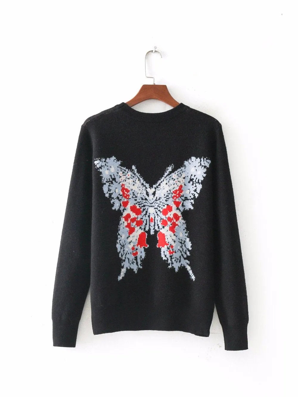 Love Jacquard Butterfly Women Pullovers