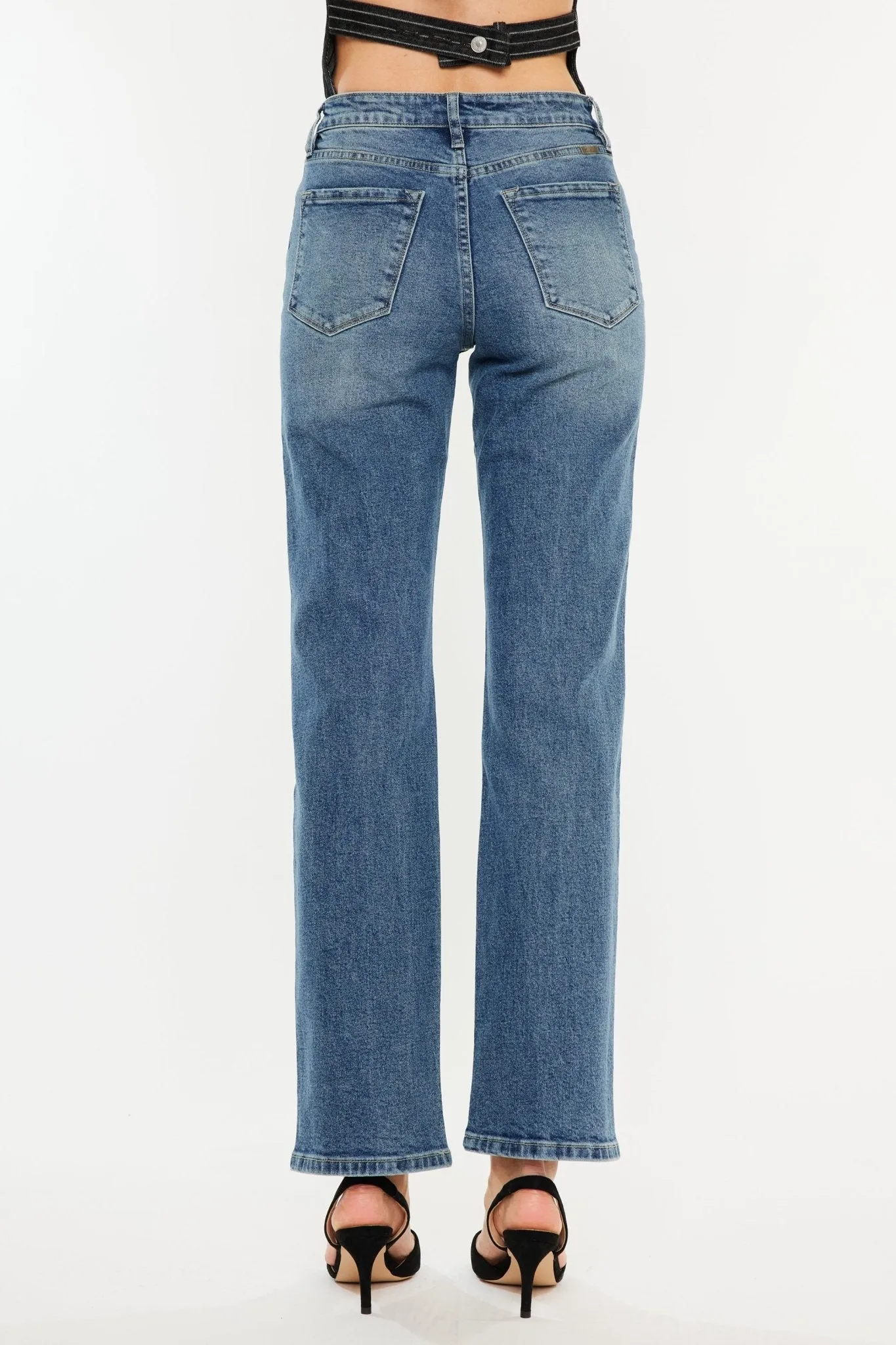 Medium Wash High Rise Relaxed Straight Leg Jeans