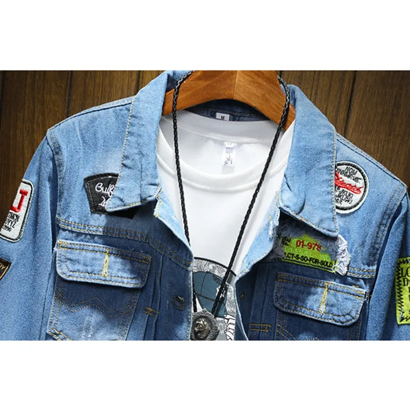 Men's Denim Casual Ripped  Jean Jackets