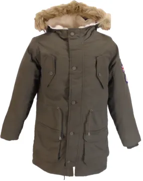 Mens Khaki Fishtail Fully Sherpa Lined Parka Coat