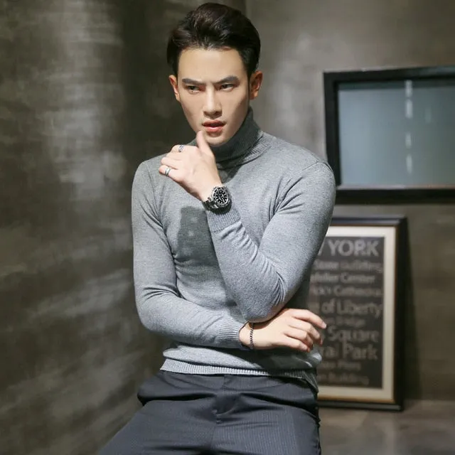 Men's Turtleneck Sweaters Sexy Knitted Pullovers