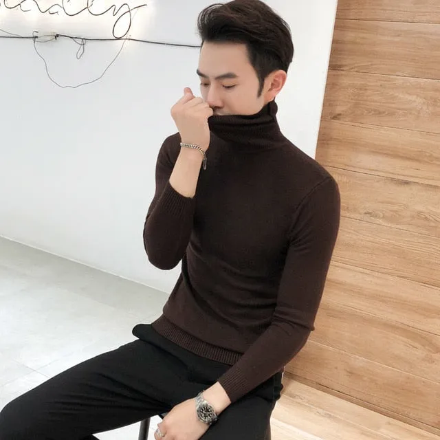 Men's Turtleneck Sweaters Sexy Knitted Pullovers