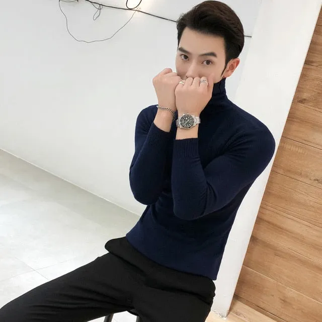 Men's Turtleneck Sweaters Sexy Knitted Pullovers