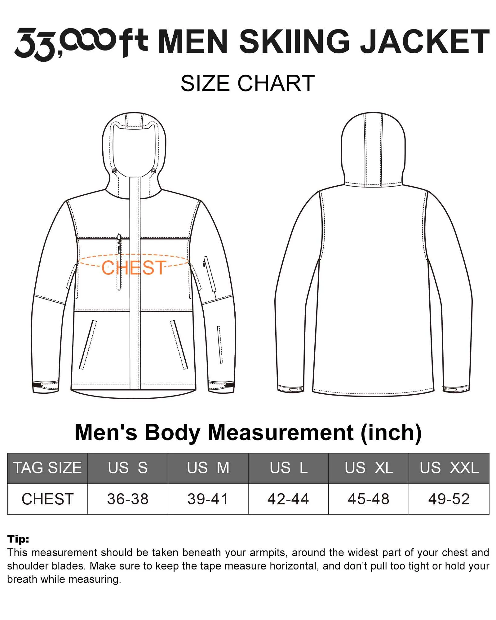 Men’s Waterproof Ski Jacket Insulated Warm Winter Snow Coat Mountain Windproof Snowboard Rain Jacket Parka