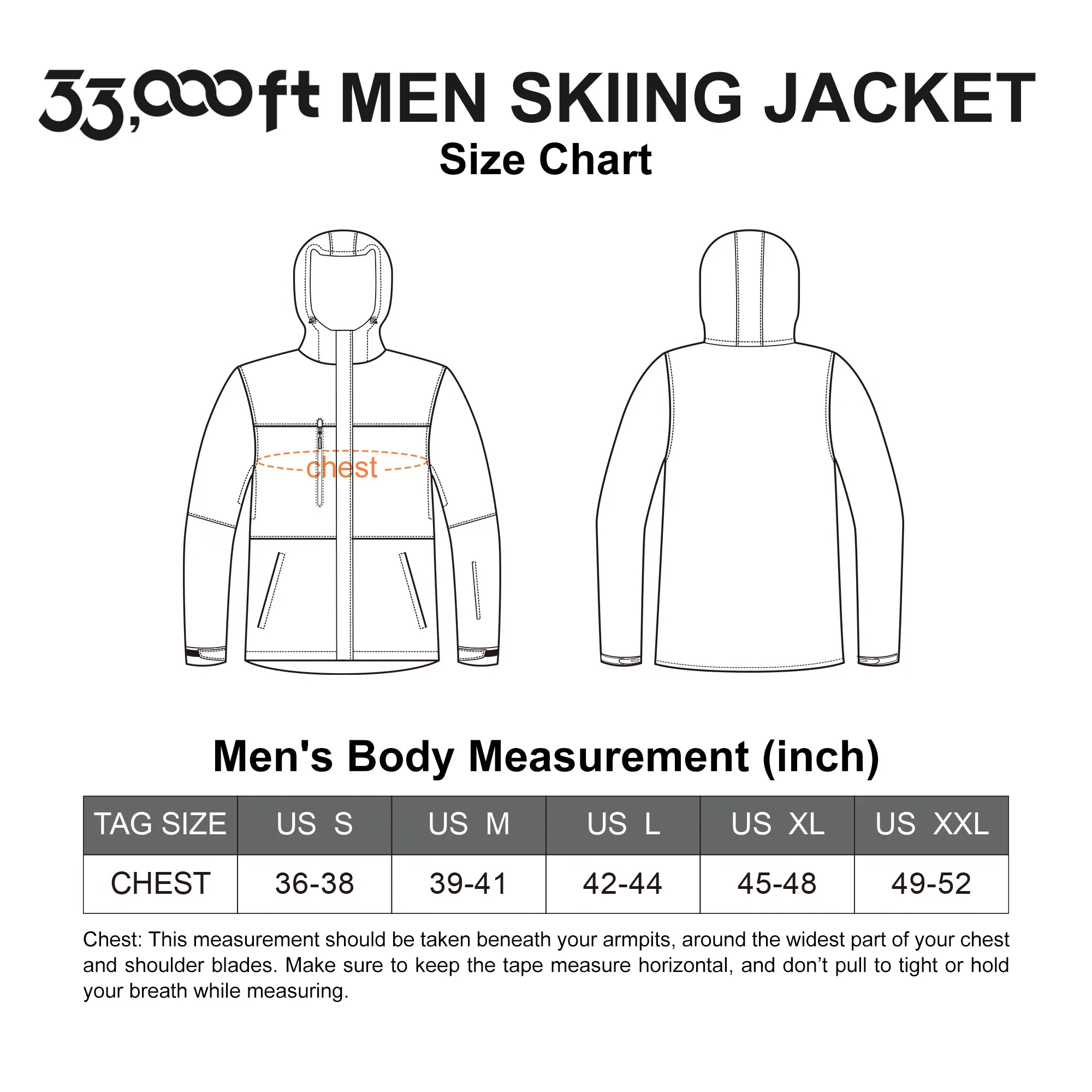 Men’s Waterproof Ski Jacket Insulated Warm Winter Snow Coat Mountain Windproof Snowboard Rain Jacket Parka