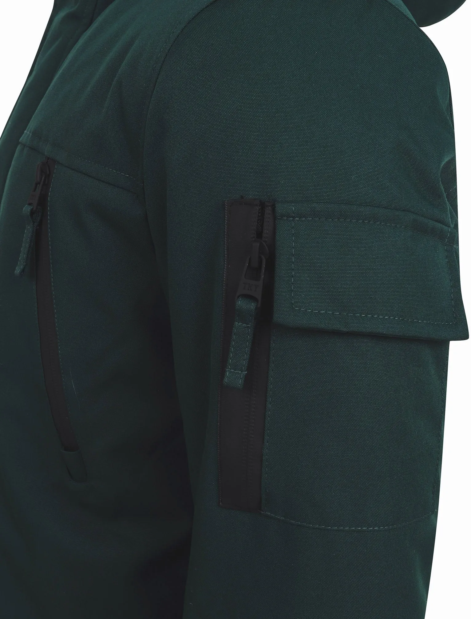 Nolte Utility Parka Coat with Borg Lined Faux Fur Trim Hood in Scarab Green - Tokyo Laundry