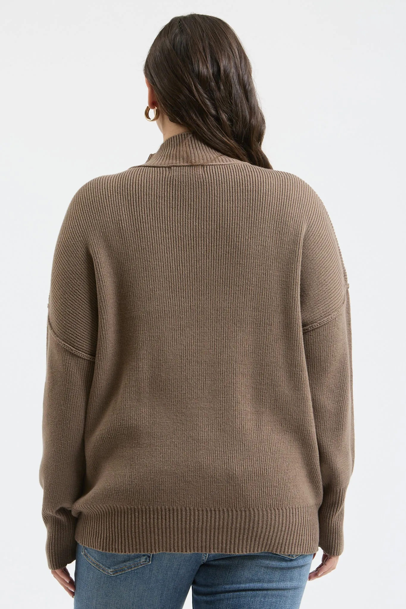 PLUS MOCK NECK RIBBED SWEATER