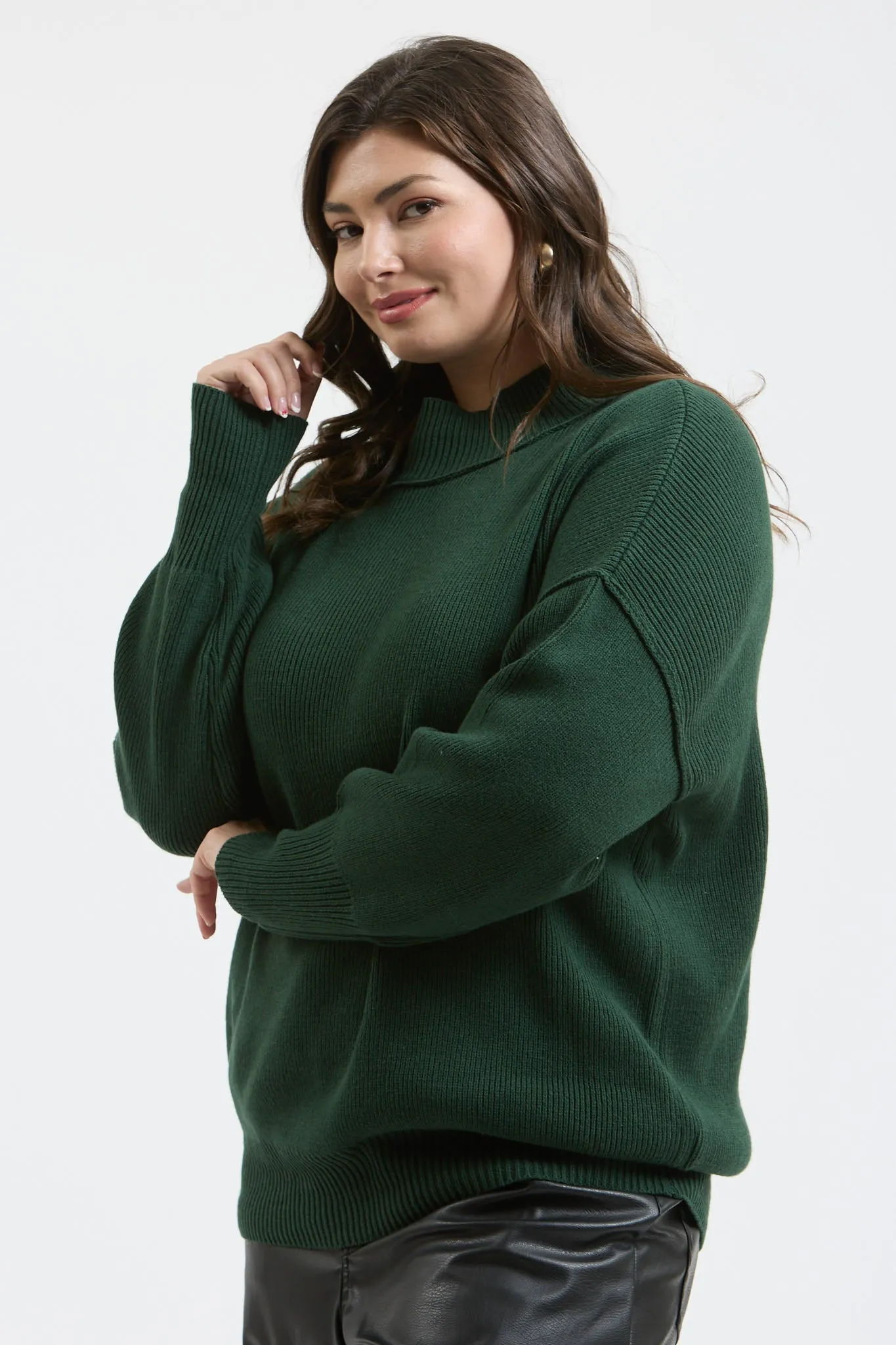 PLUS MOCK NECK RIBBED SWEATER