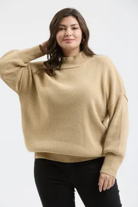 PLUS MOCK NECK RIBBED SWEATER